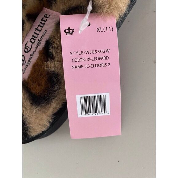 Juicy Couture ELDORIS 2 Faux Fur LEOPARD Slip On Slide Slippers Women’s Sz XL 11 - Picture 3 of 12